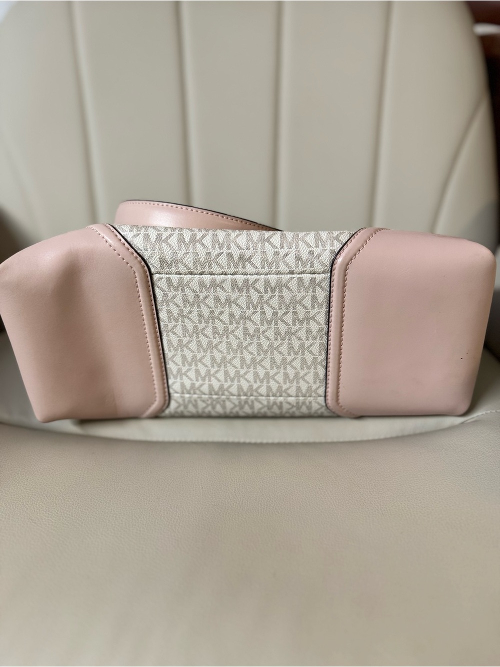 Michael Kors Pink and White Signature Shoulder Tote - Picture 6 of 6